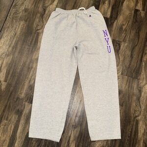 Champion Fleece NYU Sweatpants Grey Men's Size L Athletic Wear College